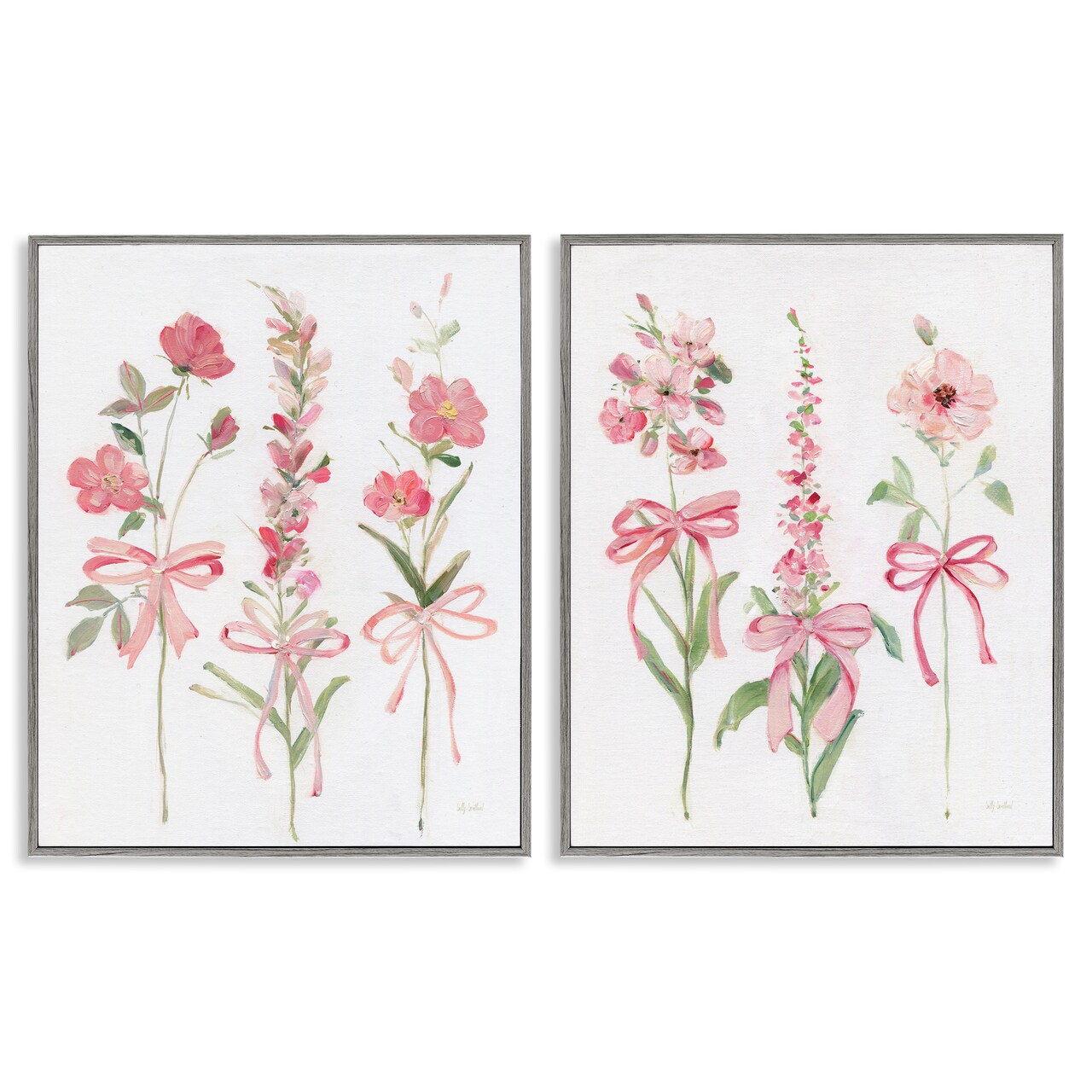 Stupell Industries Soft Fresh Pastel Sprigs 2pc Framed Giclee Set Design by Sally Swatland